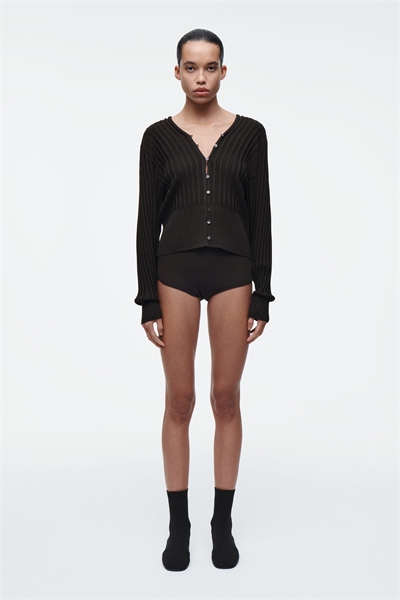 Микрошорты из шелка с ребристой вязкой 1296905001