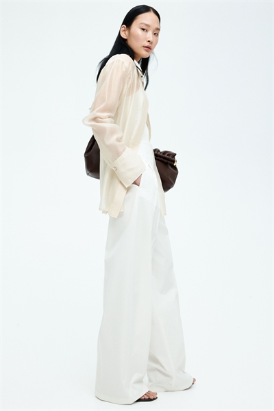 Хлопковые брюки со складками спереди 1282952001