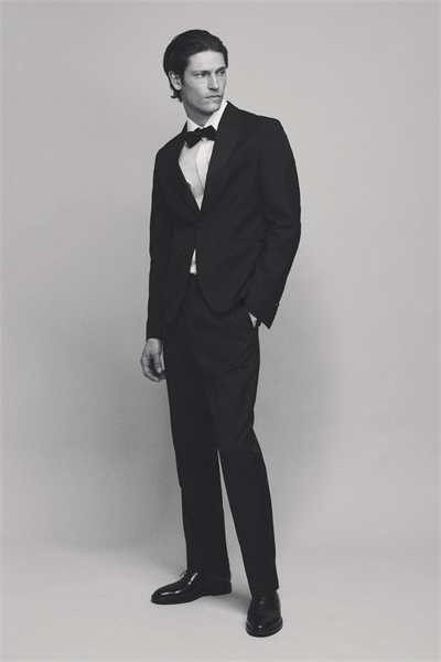 Смокинговые брюки Slim Fit из шерстяной смеси 1271681001