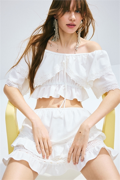 Кроп-топ с кружевной отделкой 1284983002