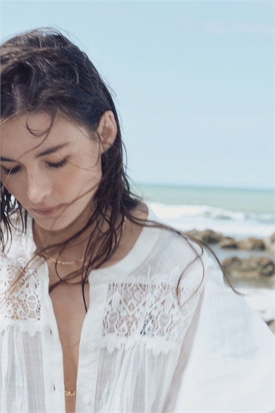 Платье из хлопка с кружевными вставками 1285770001