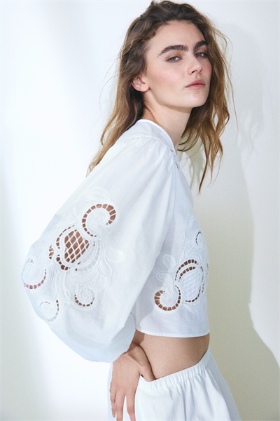 Блузка из хлопка с рисунком "Broderie anglaise 1288667001