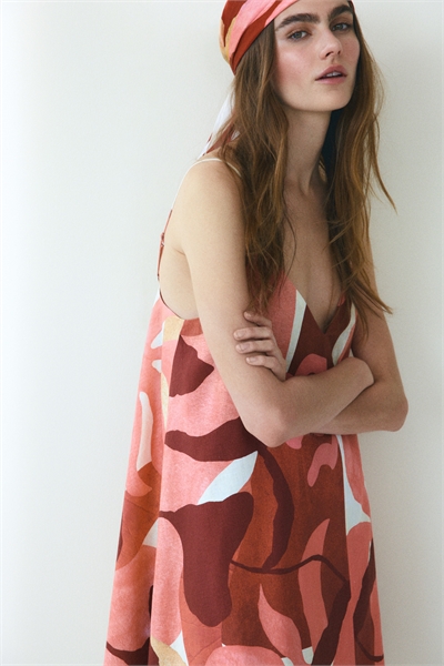 Мини-платье из льняного бленда 1289457001