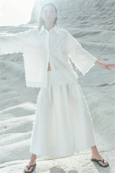 Рубашка оверсайз с бахромой 1290657001