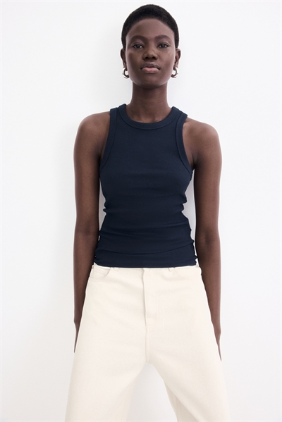 Майка из трикотажа в рубчик 1270854007