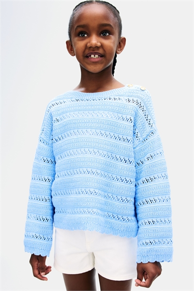 Джемпер из хлопка с пуантельевой вязкой 1276442002