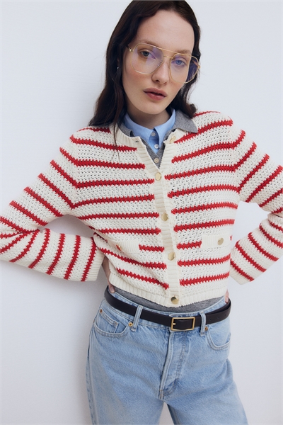 Кардиган из фактурной вязки 1277274002