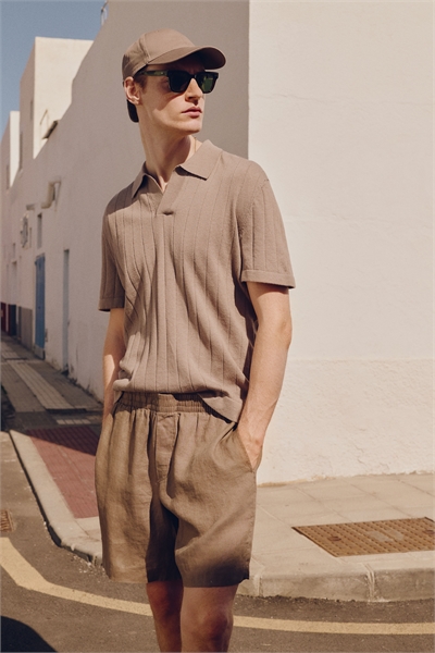 Рубашка-поло из льняного бленда Regular Fit 1286041003