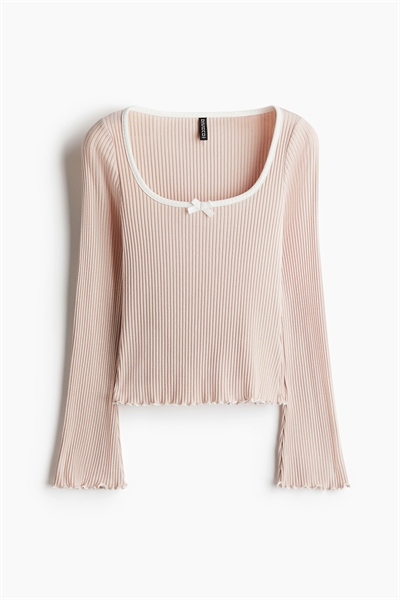 Ребристый топ с отделкой оверлок 1272455004