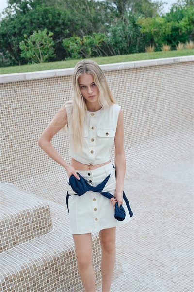 Джинсовая мини-юбка А-линии 1277131001