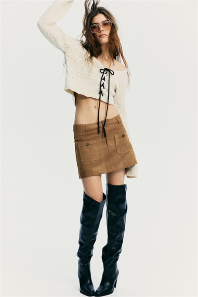 Кардиган со шнуровкой и деталями из пуантельевой вязки 1275862002