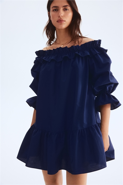 Платье из поплина с оборками на плечах 1301895002