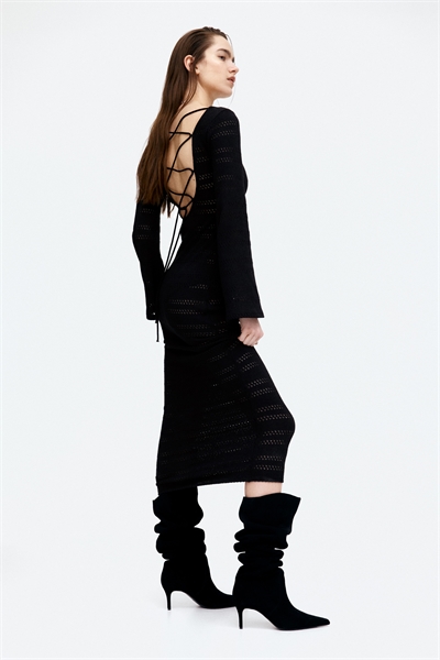 Платье из дырчатого трикотажа со шнуровкой 1278840001