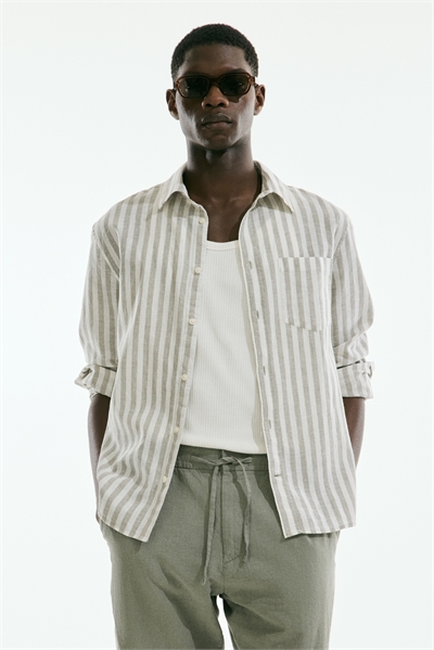 Рубашка Regular Fit из льняного бленда 1256945008