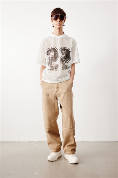 Футболка из сетки с принтом оверсайз 1262374003