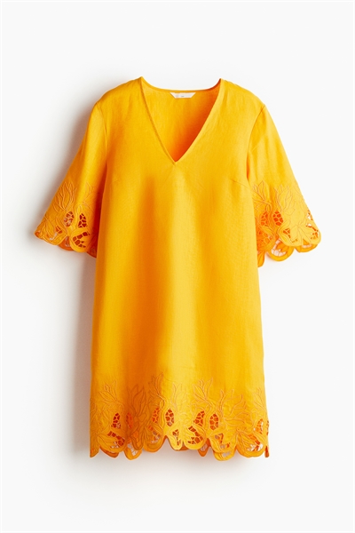 Платье из льна с рисунком Broderie anglaise 1227136003