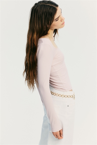 Ребристый топ с кружевной отделкой 1266159003