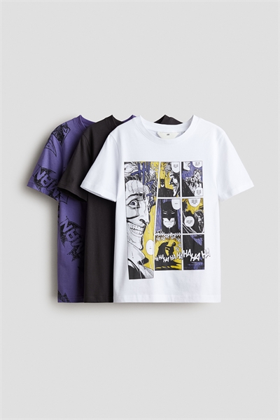 Футболки из хлопка с принтом в количестве 3 штук 1256420003