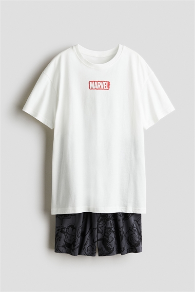 Пижама из хлопка с принтом 1270507003