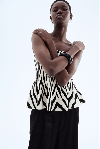 Топ с пеплумом из жаккардового трикотажа 1301251001