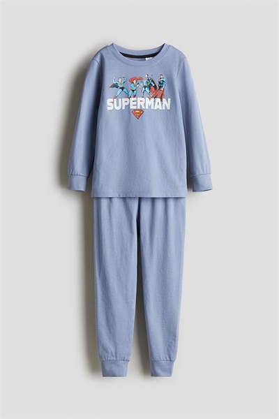 Пижама из хлопкового трикотажа с принтом 1232761029