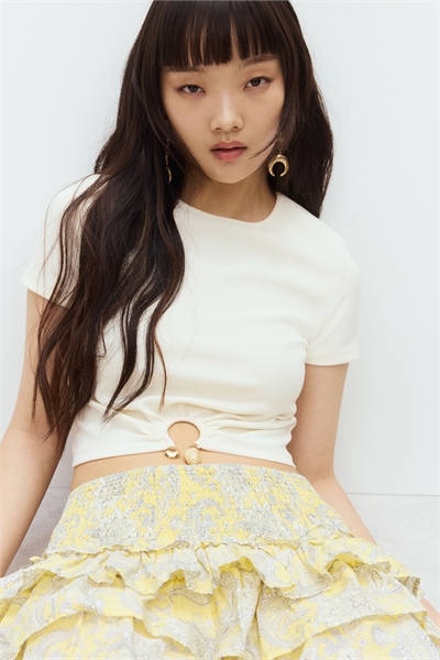 Футболка с ребристой отделкой из бисера 1292060002