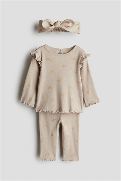 Комплект из 3 частей из ребристого хлопка 1236894008