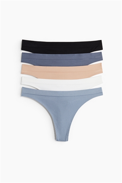 Бесшовные трусы стринги в упаковке из 5 штук 1001223026