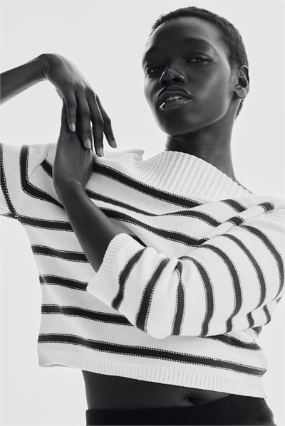 Джемпер с вырезом лодочкой из пурловой вязки 1264240003