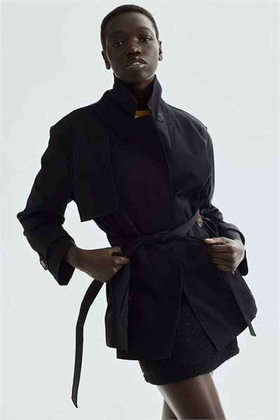 Короткий тренч из саржи 1259454001