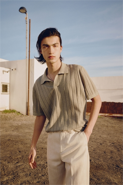 Рубашка-поло из льняного бленда Regular Fit 1286041002