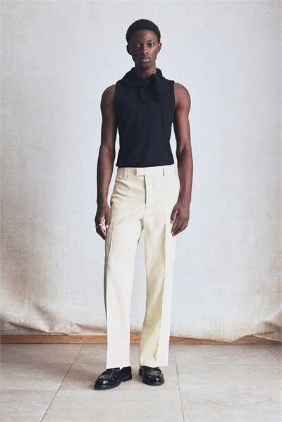 Классические брюки Relaxed Fit из хлопка и льна 1259379001