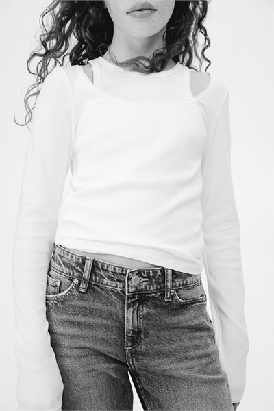 Ребристый топ с отделкой пико 1246132003