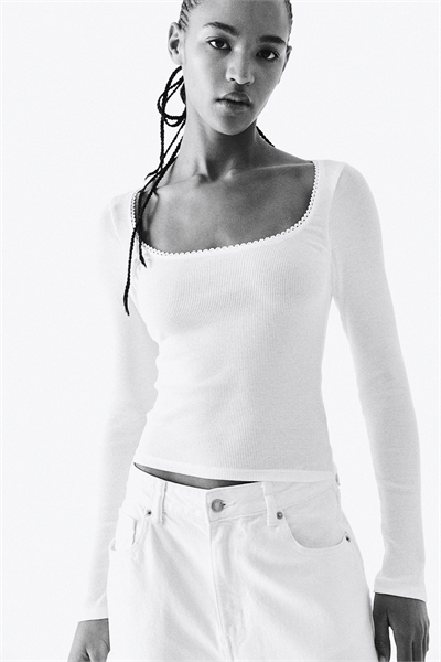 Топ из хлопка с отделкой пико 1273919002