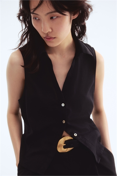 Рубашка без рукавов из льняной смеси 1289990001