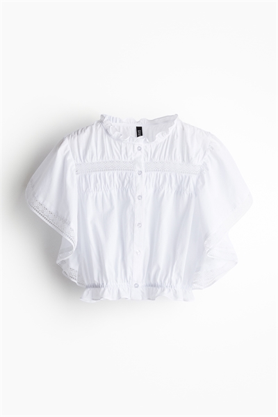 Блузка с кружевными вставками и рукавами-бабочками 1241880001