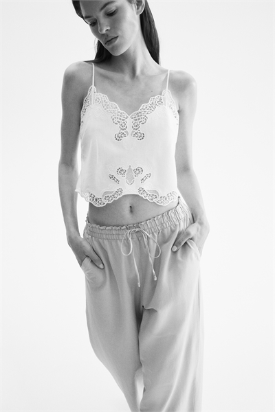 Укороченные брюки из льняной смеси 1259104005