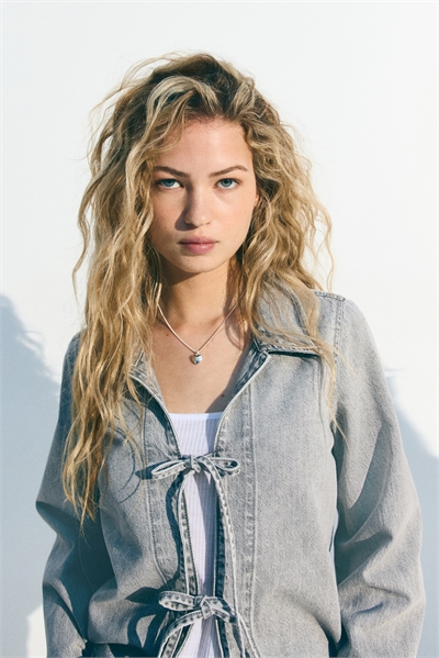 Джинсовая куртка с завязками спереди 1275286004