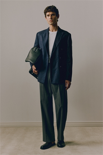 Двубортный жакет из льняного бленда с расслабленной посадкой 1285443001