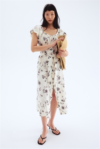 Платье из поплина с пышными рукавами 1290120002