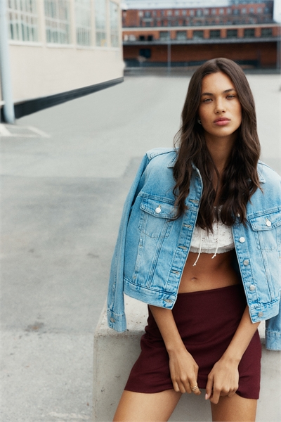 Мини-юбка из льняного бленда 1277605004