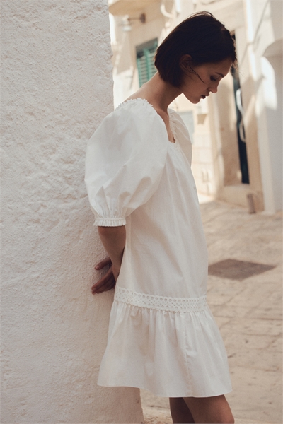 Платье из поплина с пышными рукавами 1291737001