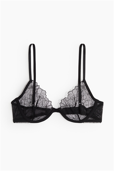 Демисезонный бюстгальтер без подкладки с вышивкой 1228776003