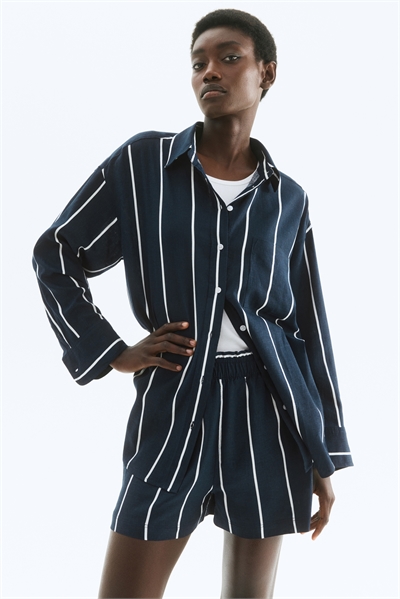 Рубашка оверсайз из смеси льна 1285864002