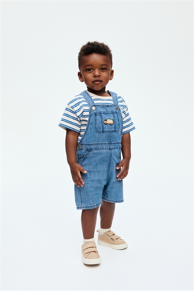 Джинсовые шорты-дангари с вышивкой 1289975001