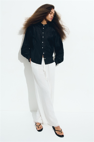 Брюки на резинке из смесового льна 1262025008