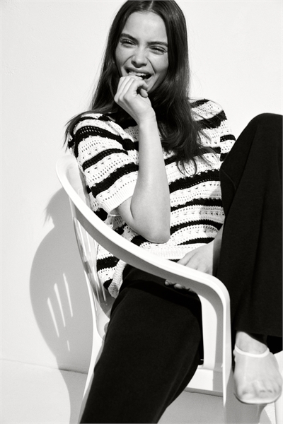 Трикотажный топ с воротником 1276166001