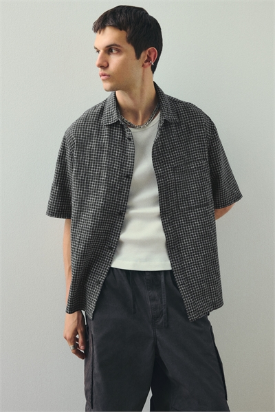 Рубашка с короткими рукавами из льняного бленда Oversized Fit 1282252001