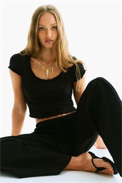 Топ с кружевной отделкой 1296486002