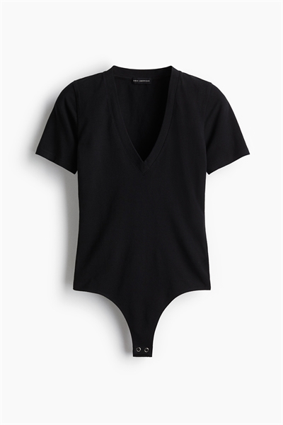 Боди с глубоким V-образным вырезом из суперстрейча 1292477001